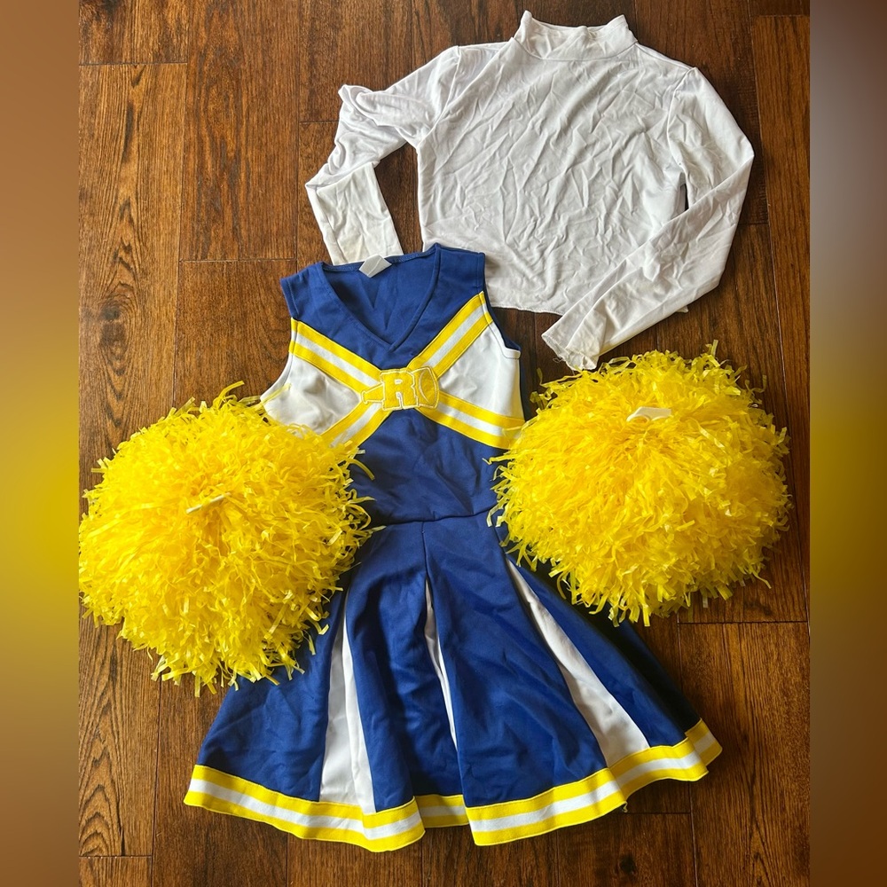Spirit Cheerleader Costume Set - Blue, Yellow, and White